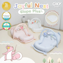 OXY Baby Joyful Nest Slope Plus+ ที่นอนรังนกหายใจผ่านได้ มาตรฐานยุโรป พร้อมโมบาย มุ้ง และหมอนกันกรดไหลย้อน
