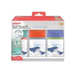 Pigeon พีเจ้น ขวดนมคอกว้างสีใส PP ลาย ปลาวาฬ5ออนซ์ แพ็ค 3ขวด