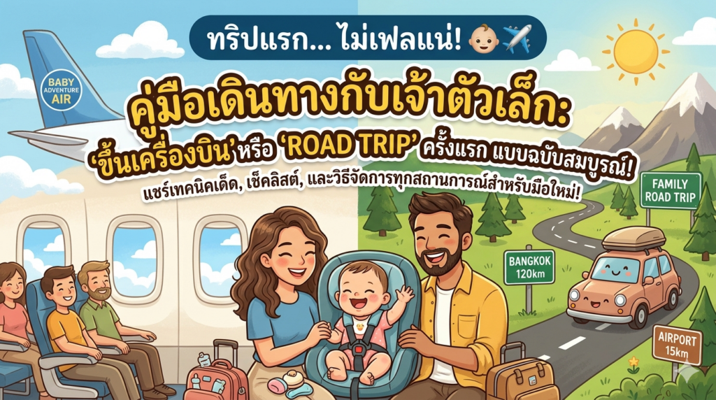 พาลูกเที่ยวครั้งแรก เลือกเครื่องบิน หรือ Road Trip ดี?