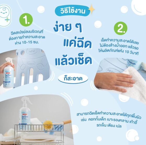 สเปรย์ทำความสะอาดพื้นผิวและของใช้เด็ก Surface & Accessory Spray Cleaner 500 ml-bebeplay - Image 2